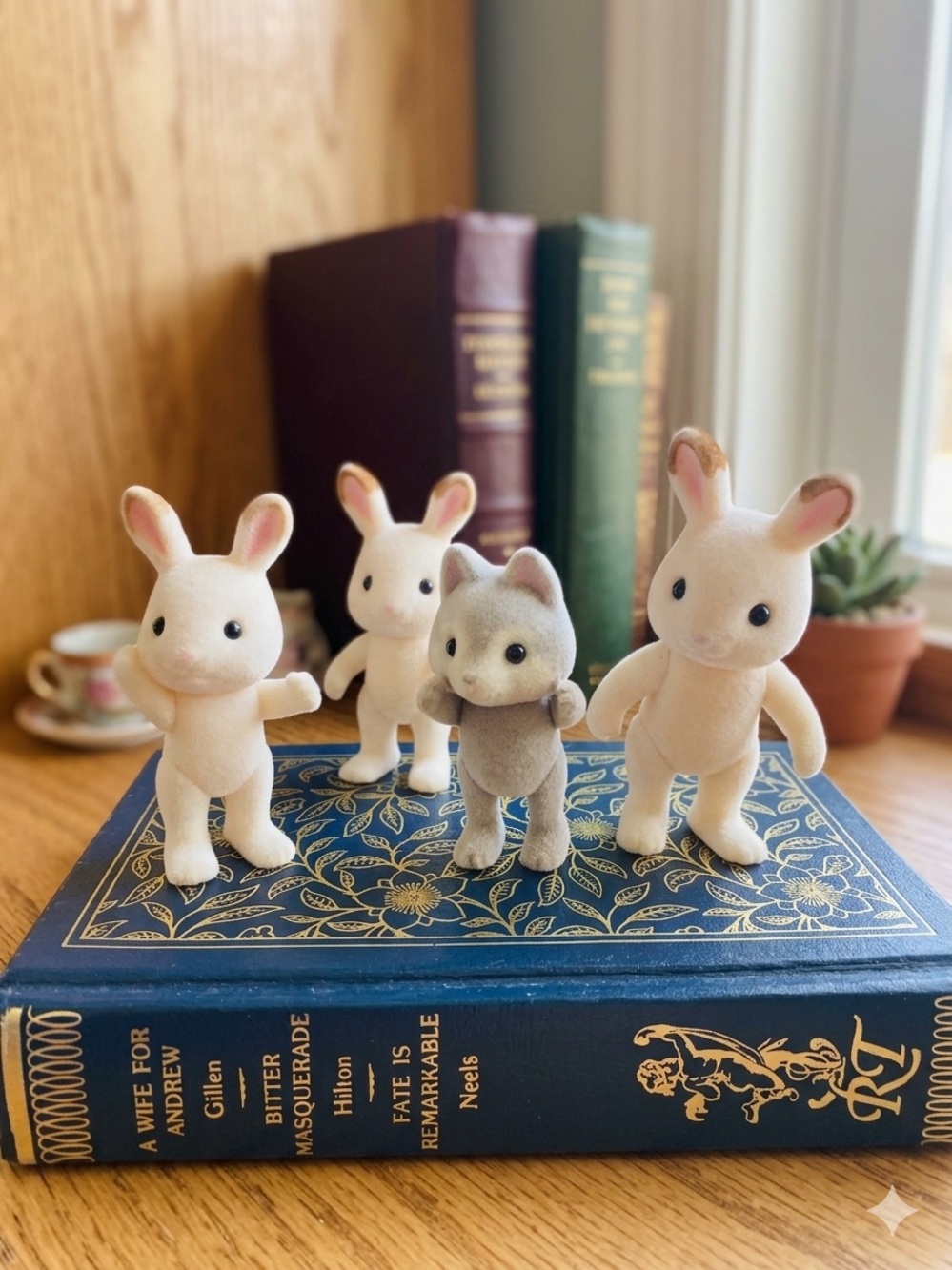 4 Calico Critters Sylvanian Families 3 Chocolate Rabbits and a Cat